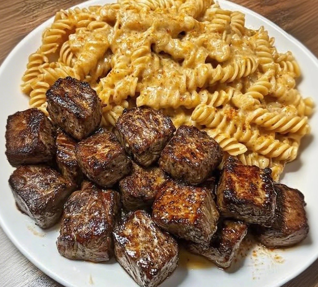 Thumbnail for Garlic Butter Steak Bites & Spicy Cajun Alfredo Twisted Pasta