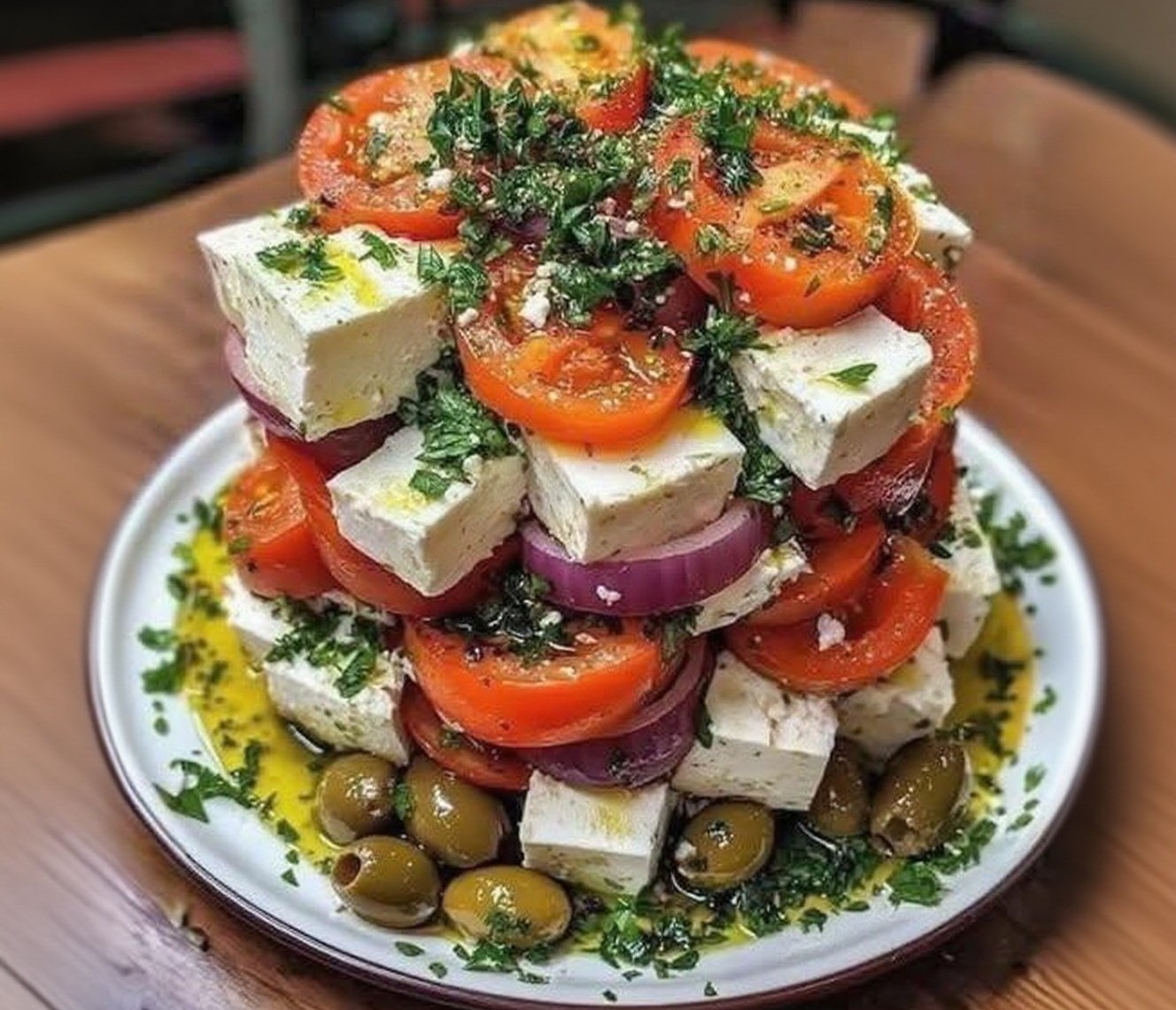 Thumbnail for Greek Feta Salad Tower