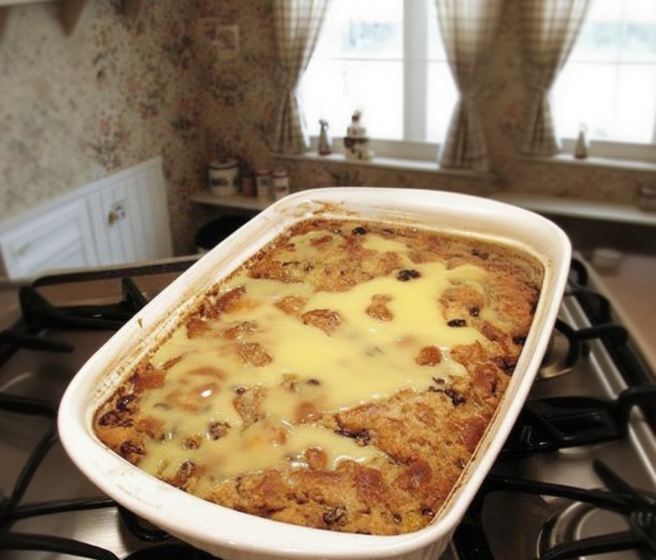 Thumbnail for Grandma’s Old-Fashioned Bread Pudding with Vanilla Sauce
