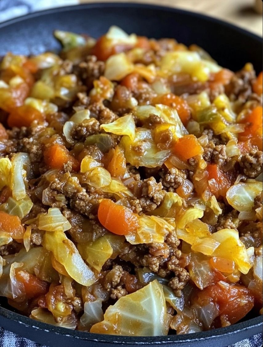 Thumbnail for Simple Cabbage and Ground Beef Skillet Recipe