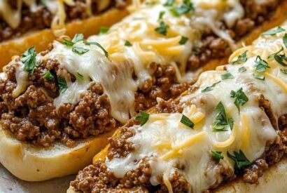 Thumbnail for Cheesy Sloppy Joe Garlic Bread