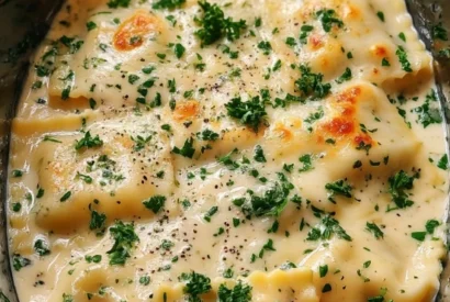 Thumbnail for Slow Cooker Pesto Chicken Alfredo Ravioli Lasagna