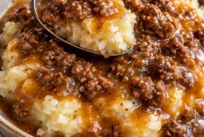 Thumbnail for Hearty Ground Beef & Gravy Over Mashed Potatoes