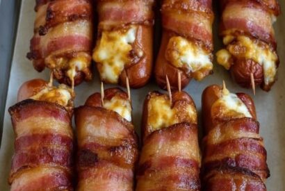 Thumbnail for Bacon-Wrapped Cheese-Stuffed Hot Dogs