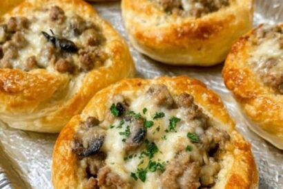 Thumbnail for Sausage and Mushroom Puff Pastry Cups