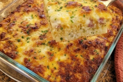 Thumbnail for Cheesy Ham and Potato Breakfast Casserole