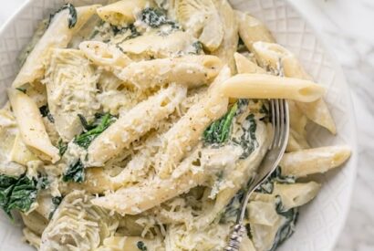 Thumbnail for Creamy Spinach and Artichoke Pasta