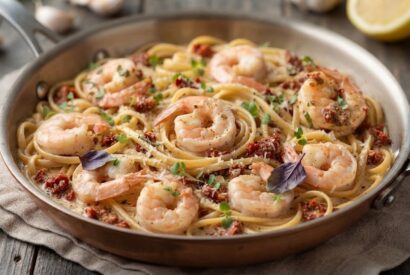 Thumbnail for Creamy Shrimp and Sun Dried Tomato Pasta